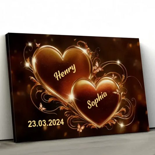 Custom Couple Heart Wall Art – Personalized Canvas or Poster with Names and Date, Romantic Gift for Anniversary or Valentine's Day  Ezcustomize