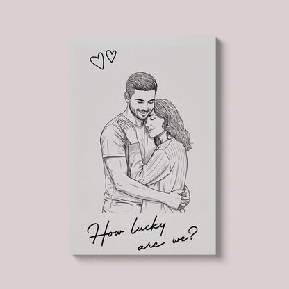Custom Couple Photo Portrait How Lucky Are We – Personalized Photo Poster Wall Art – Romantic Anniversary & Valentine’s Day Gift for Him or Her  Ezcustomize