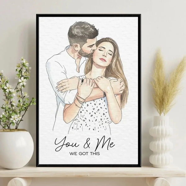 Custom Couple Watercolor Portrait – Personalized Photo Canvas/Poster, Anniversary Gift, Wedding Gift, Valentine’s Day Gift