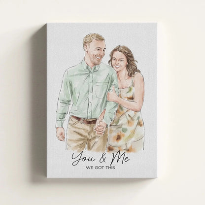 Custom Couple Watercolor Portrait – Personalized Photo Canvas/Poster, Anniversary Gift, Wedding Gift, Valentine’s Day Gift  Ezcustomize