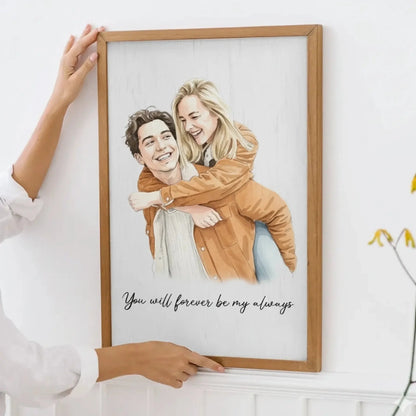 Custom Couple Watercolor Portrait – Personalized Photo Canvas/Poster, Anniversary Gift, Wedding Gift, Valentine’s Day Gift  Ezcustomize