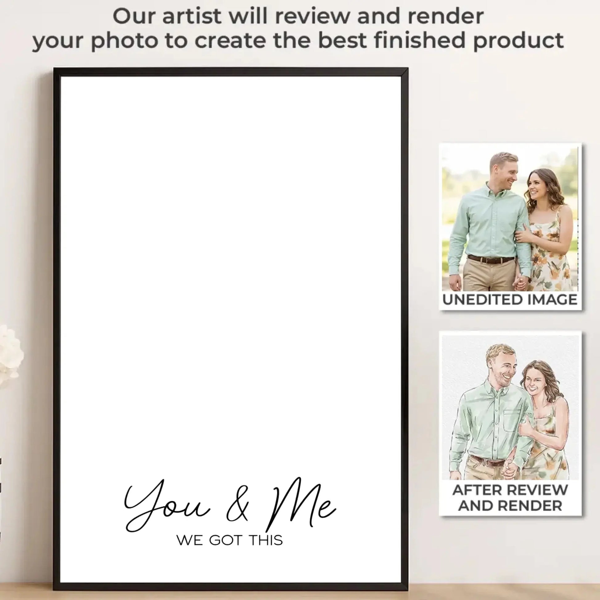 Custom Couple Watercolor Portrait – Personalized Photo Canvas/Poster, Anniversary Gift, Wedding Gift, Valentine’s Day Gift  Ezcustomize
