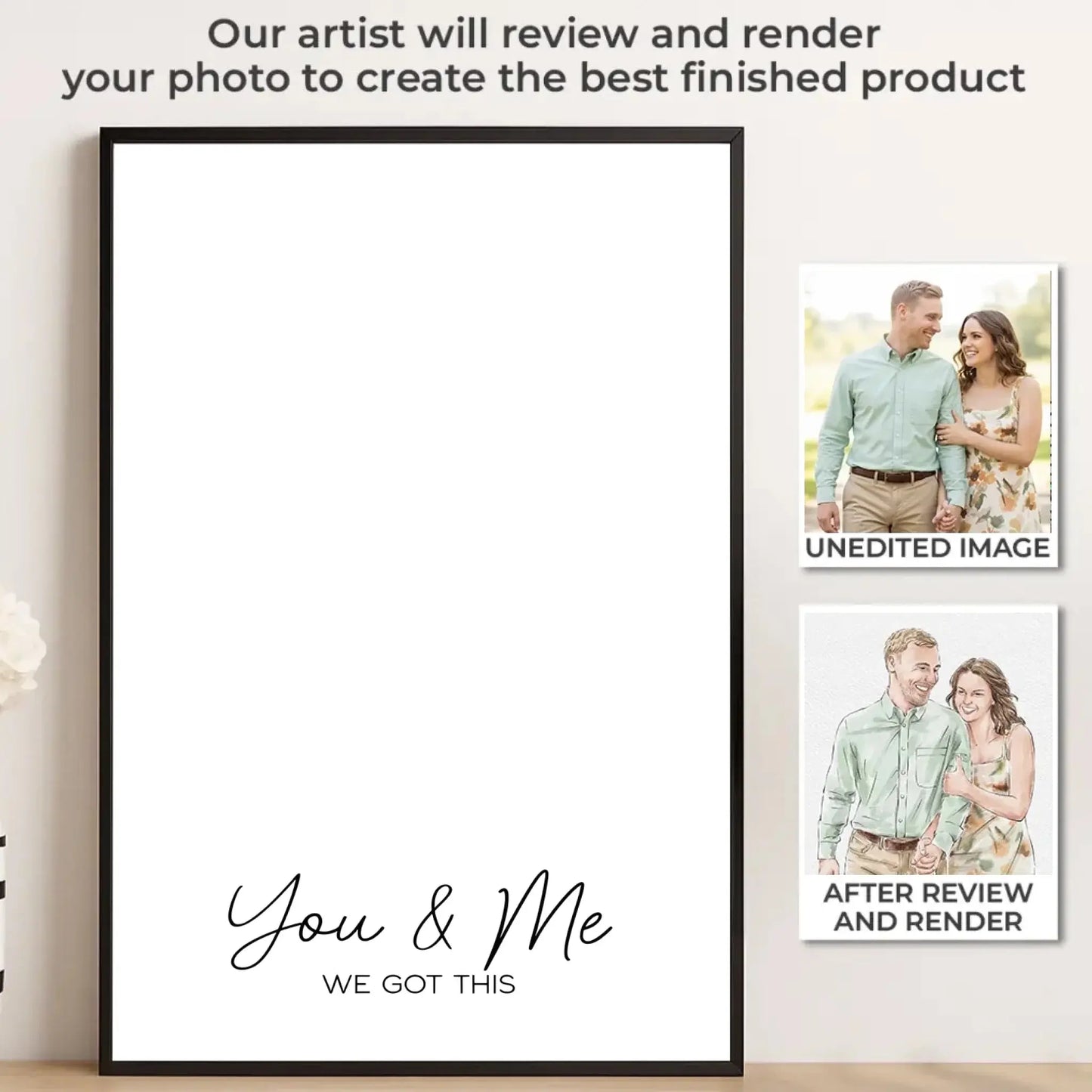 Custom Couple Watercolor Portrait – Personalized Photo Canvas/Poster, Anniversary Gift, Wedding Gift, Valentine’s Day Gift  Ezcustomize