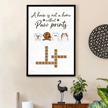 Custom Family Pet Portrait Art – Personalized Poster/Canvas – Unique Gift with Pet Names for Dog & Cat Lovers  Ezcustomize