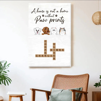 Custom Family Pet Portrait Art – Personalized Poster/Canvas – Unique Gift with Pet Names for Dog & Cat Lovers  Ezcustomize
