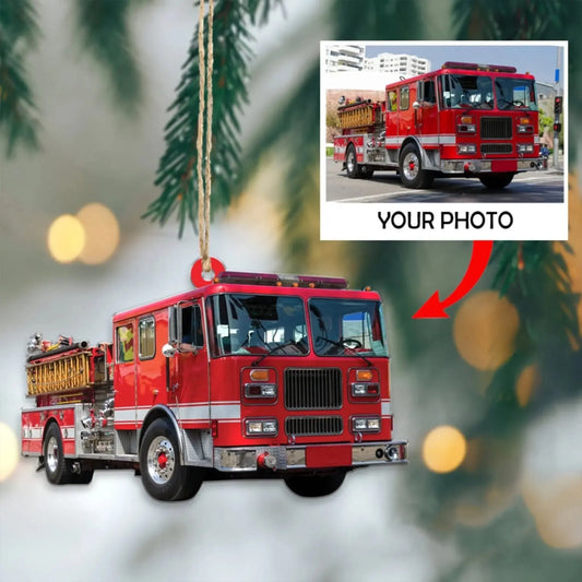 Custom Fire Truck Photo Ornament – Personalized Christmas Gift for Firefighter, EMT, Paramedic, First Responder  Ezcustomize