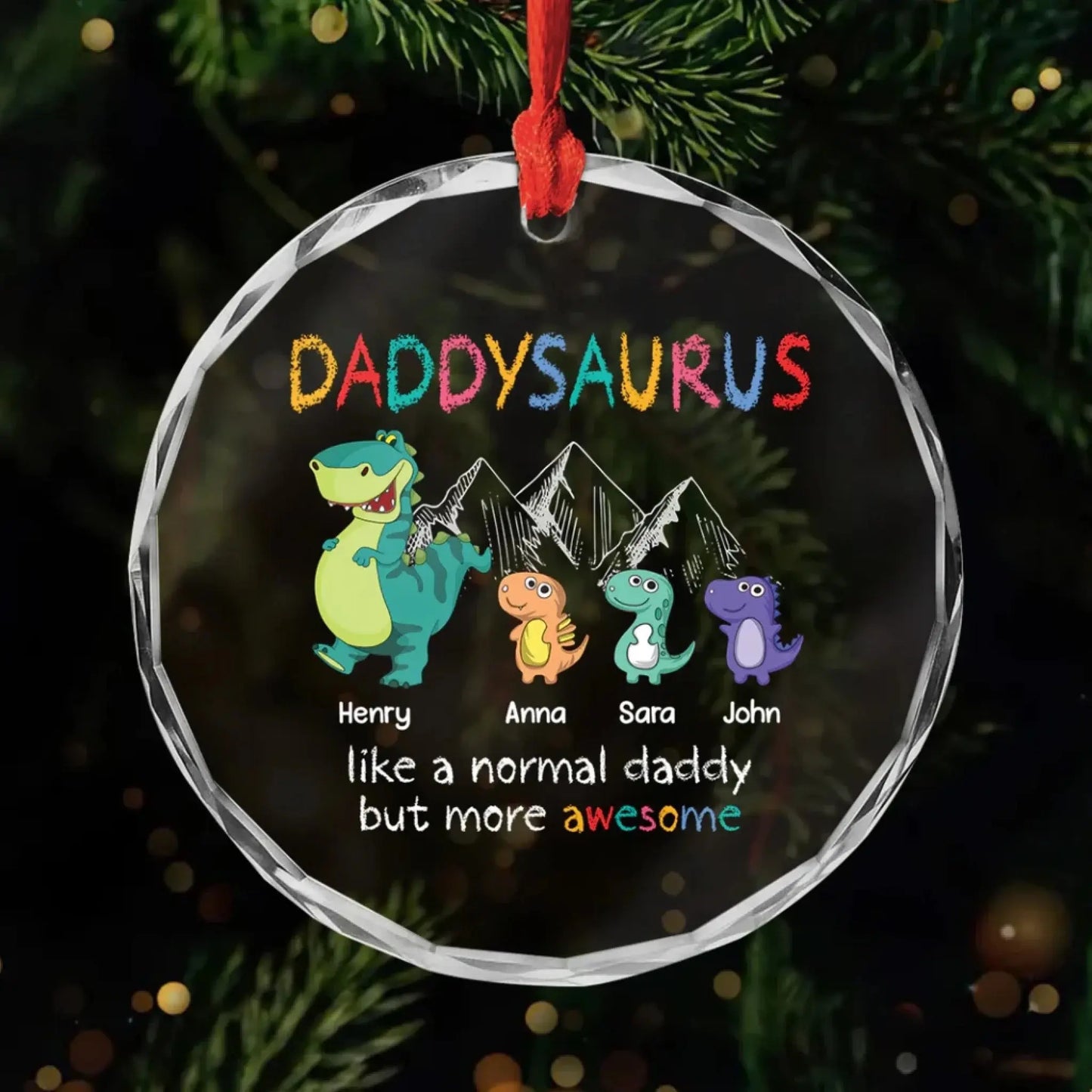 Custom Gifts for Mom and Dad - Cute Glass Dinosaur Christmas Ornaments - Custom Holiday Keepsake for Parents  Ezcustomize