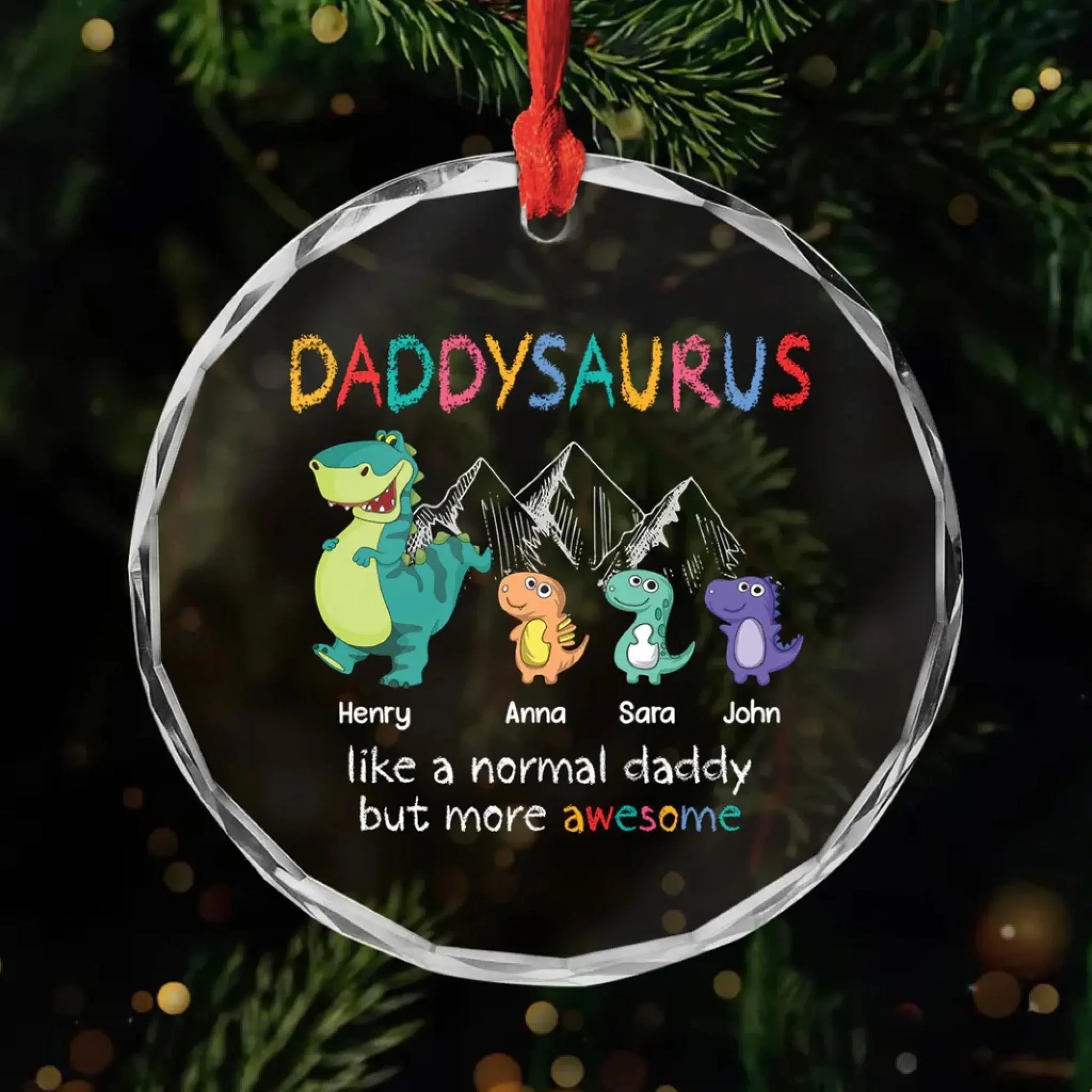 Custom Gifts for Mom and Dad - Cute Glass Dinosaur Christmas Ornaments - Custom Holiday Keepsake for Parents  Ezcustomize