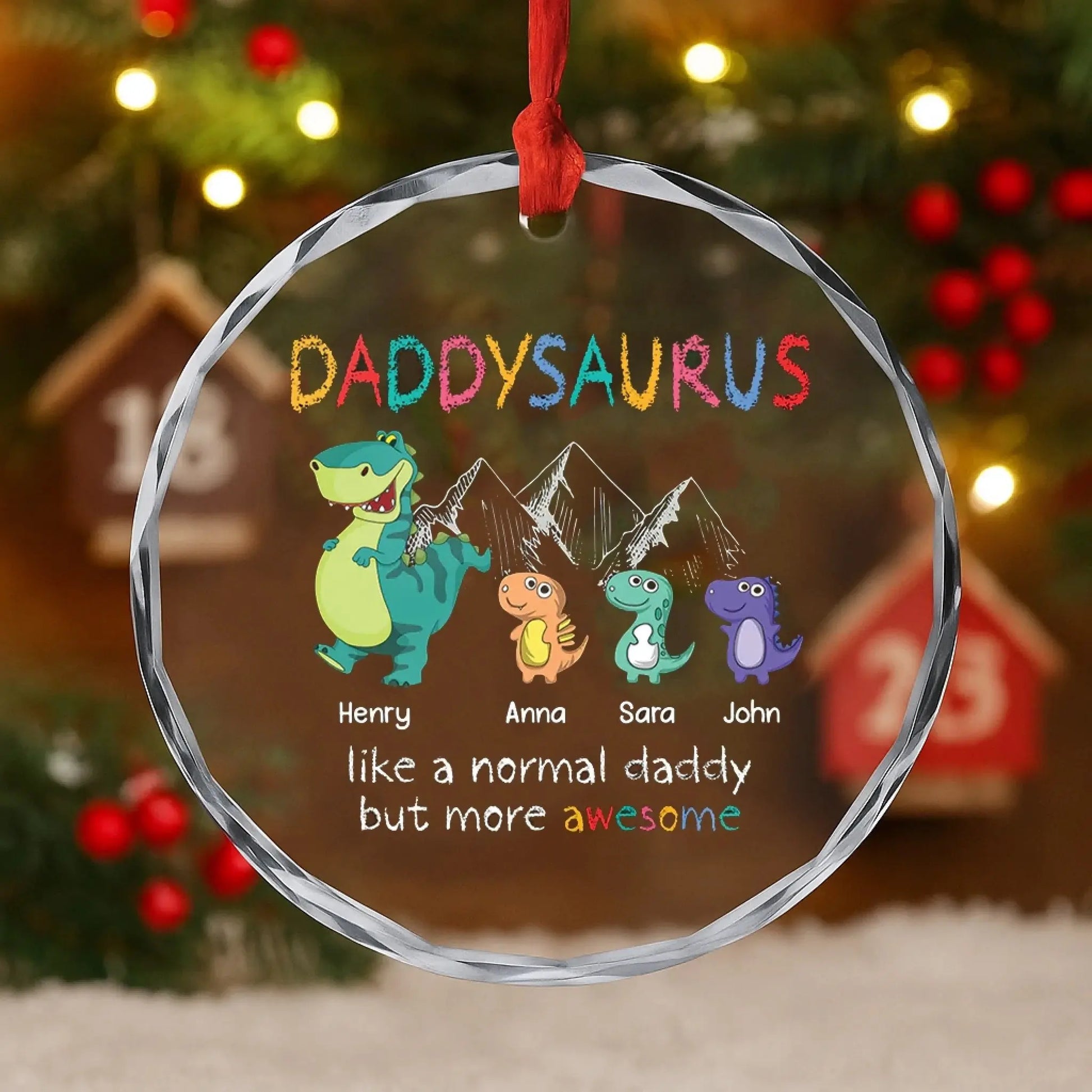 Custom Gifts for Mom and Dad - Cute Glass Dinosaur Christmas Ornaments - Custom Holiday Keepsake for Parents  Ezcustomize