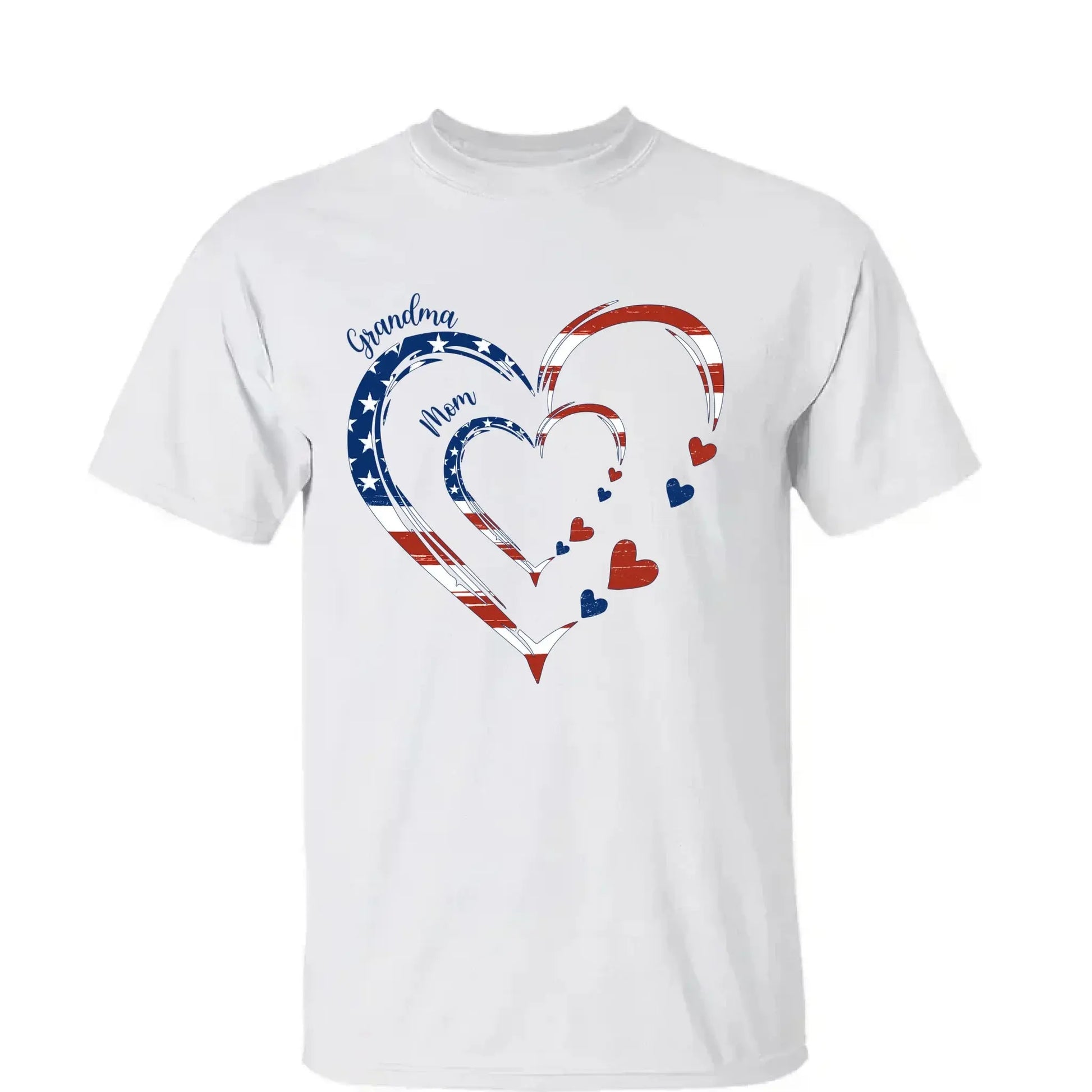 Custom Grandma Mom Heart Shirt – Personalized 4th of July Family T-shirt with Kids' Names, Patriotic Gift for Her  Ezcustomize