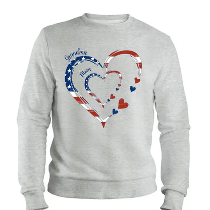 Custom Grandma Mom Heart Shirt – Personalized 4th of July Family T-shirt with Kids' Names, Patriotic Gift for Her  Ezcustomize