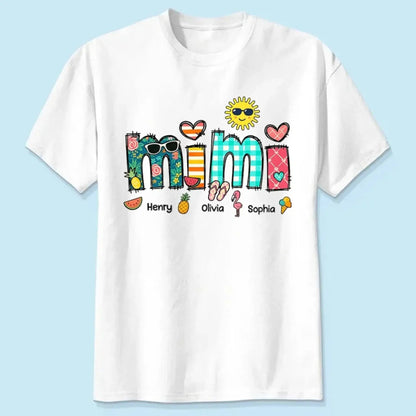 Custom Grandma & Grandkids Beach Shirt – Personalized T-Shirt for Nana, Mama, Mimi with Kids’ Names – Fun Summer or Birthday Gift  Ezcustomize