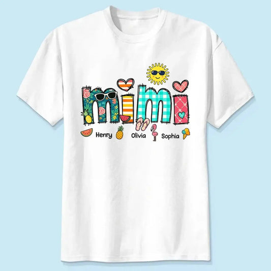 Custom Grandma & Grandkids Beach Shirt – Personalized T-Shirt for Nana, Mama, Mimi with Kids’ Names – Fun Summer or Birthday Gift  Ezcustomize