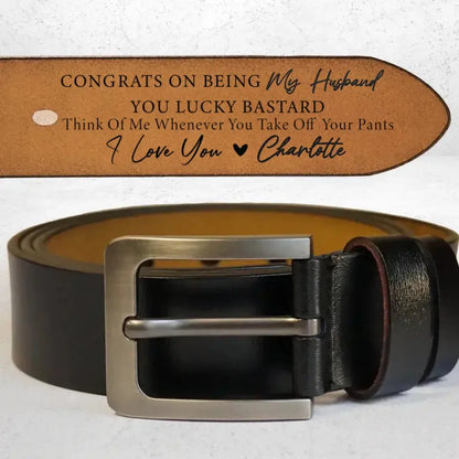 Custom Handmade Belt- Funny Gift for Husband, Engraved Leather Belt Grooms Men  Ezcustomize