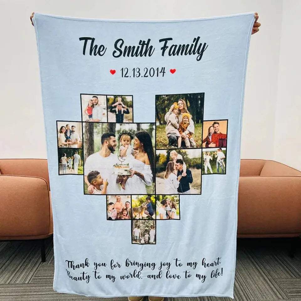 Custom Heart Photo Blanket, Heart Love Collage Anniversary Gift  Ezcustomize