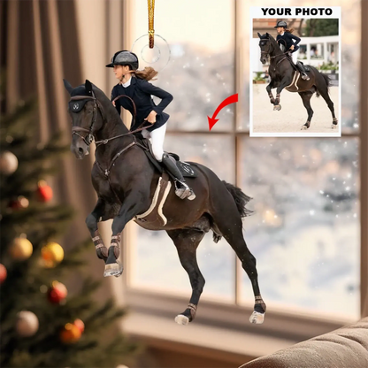 Custom Horse Photo Ornament, Personalized Equestrian Gift for Horse Lovers, Country Girl, Picture Acrylic Christmas Ornament | Horse Riding, Riders  Ezcustomize