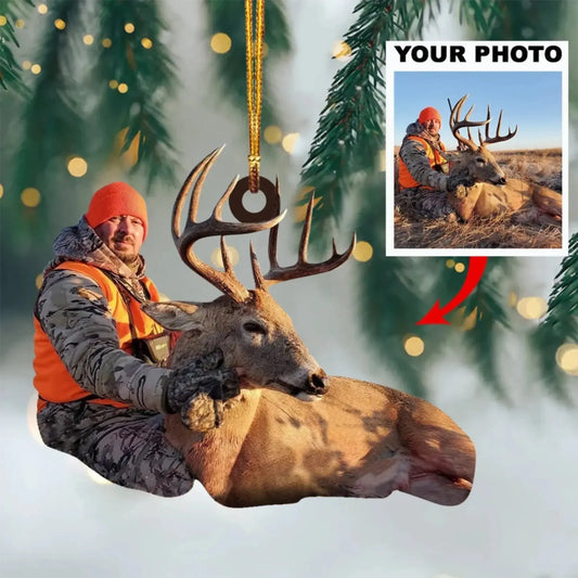 Custom Hunting Photo Ornament – Personalized Deer Hunting Gift for Him, Hunter Keepsake with Your Picture  Ezcustomize