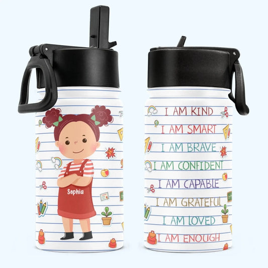 Custom Kids Water Bottle With Straw Lid – Personalized 12oz Stainless Steel Thermos for School, Name & Character Design, Gift for Boys Girls  Ezcustomize