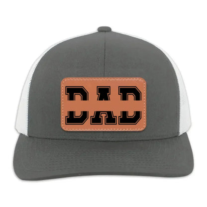 Custom Kids’ Names Dad Grandpa Trucker Hat – Personalized Leather Patch Cap, Father’s Day Gift for Him, Husband, Daddy or Papa  Ezcustomize
