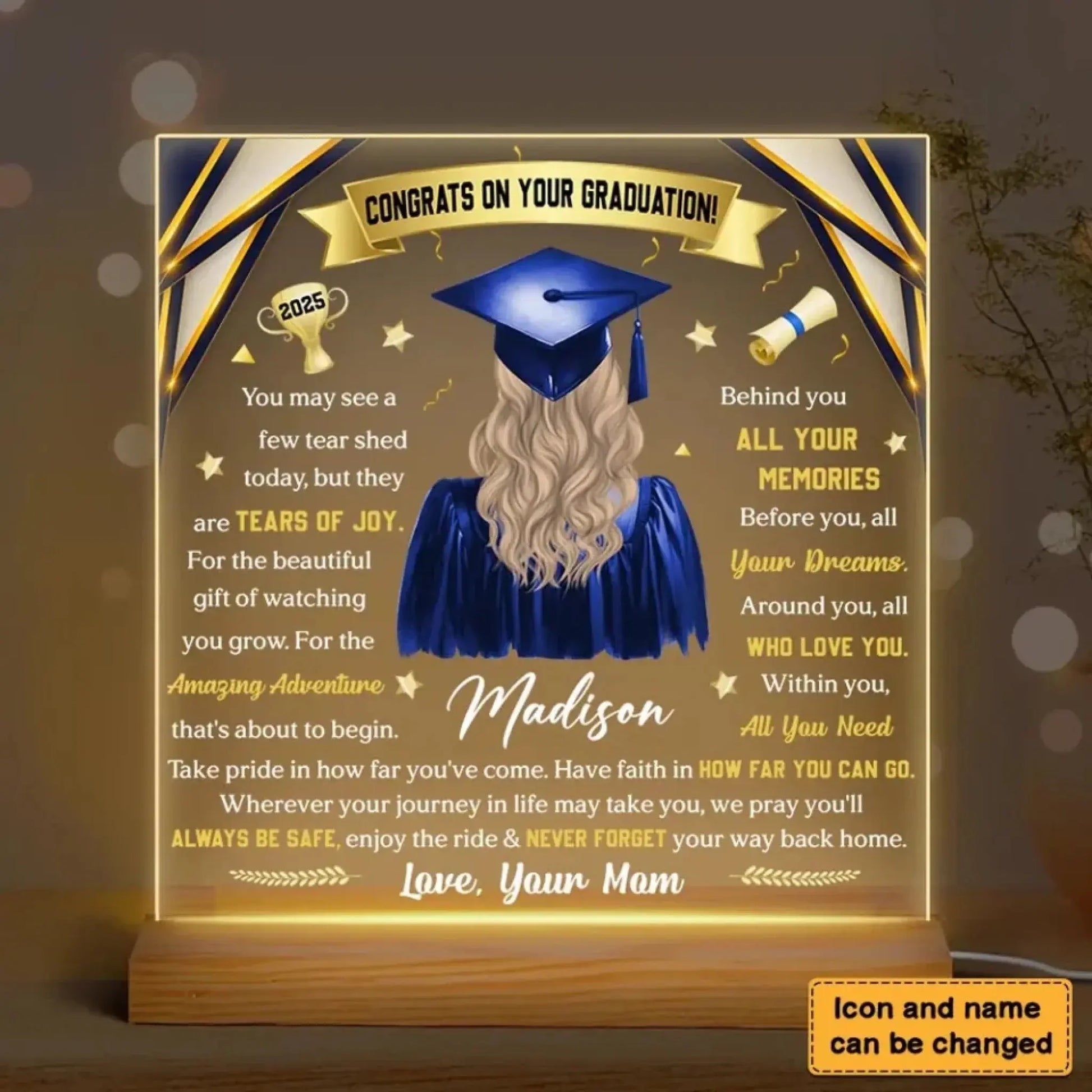 Custom LED Lamp for Daughter - Personalized Graduation Plaque & Night Light Gift  Ezcustomize