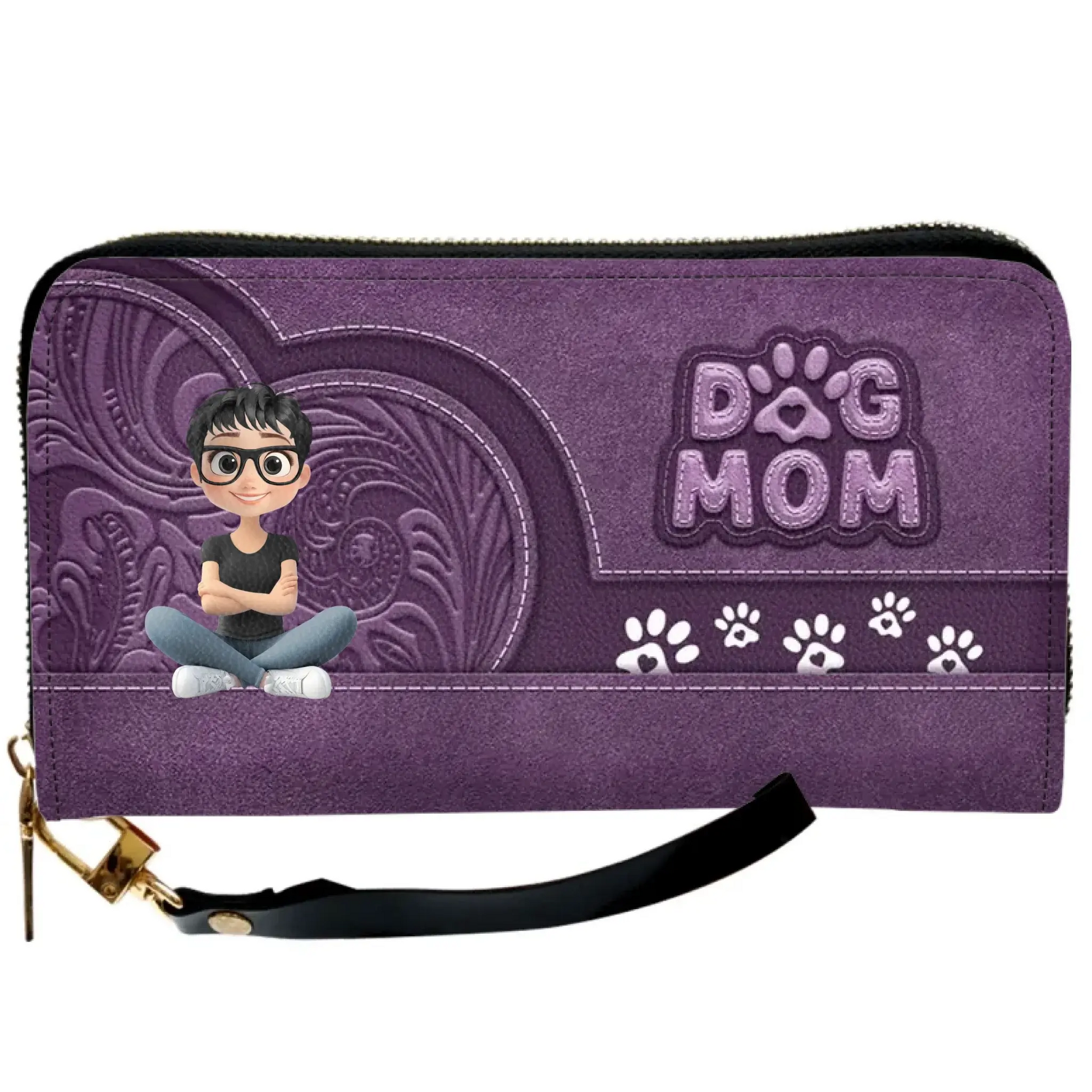 Custom Leather Long Wallet for Dog Moms – Personalized Pet Illustration & Name, Perfect Gift for Dog Lovers  Ezcustomize