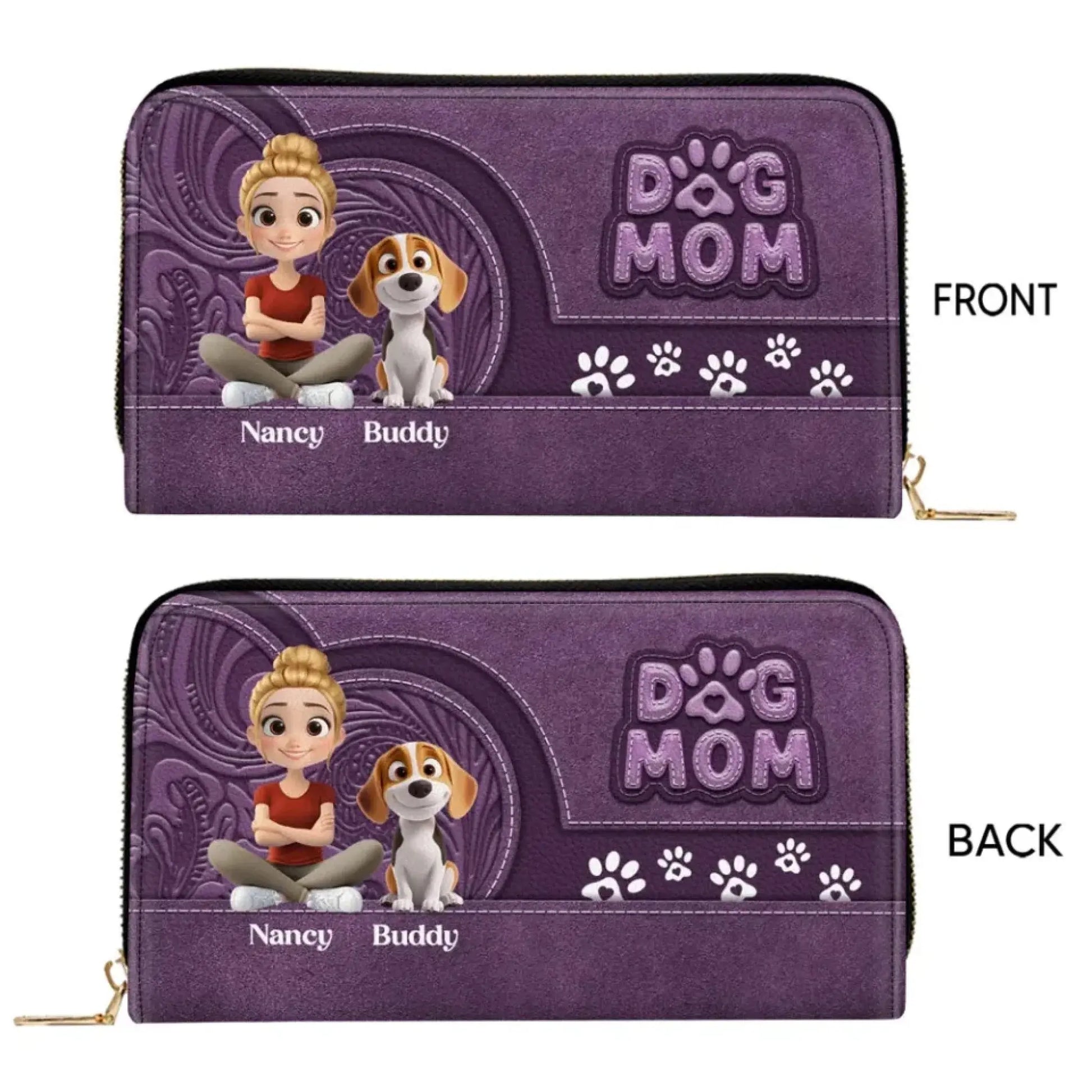 Custom Leather Long Wallet for Dog Moms – Personalized Pet Illustration & Name, Perfect Gift for Dog Lovers  Ezcustomize