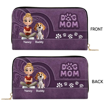 Custom Leather Long Wallet for Dog Moms – Personalized Pet Illustration & Name, Perfect Gift for Dog Lovers  Ezcustomize