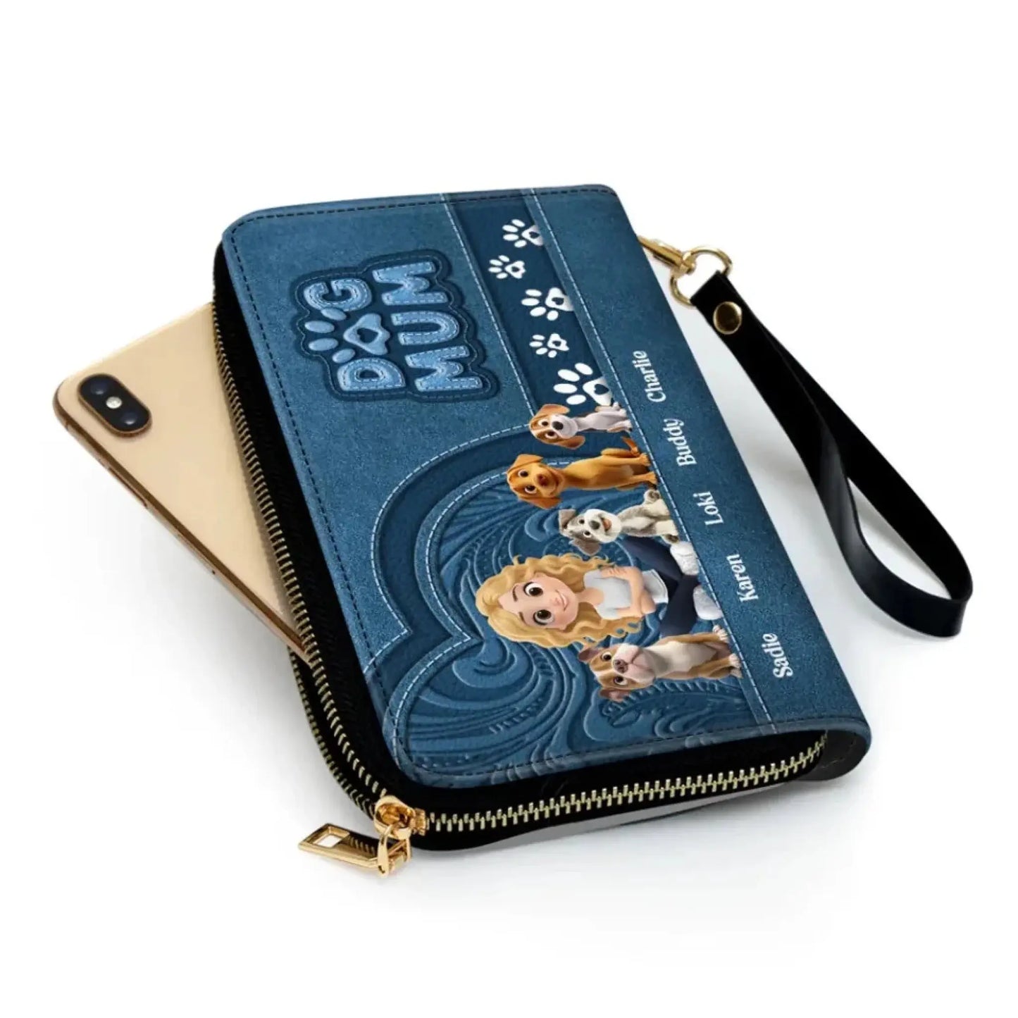 Custom Leather Long Wallet for Dog Moms – Personalized Pet Illustration & Name, Perfect Gift for Dog Lovers  Ezcustomize
