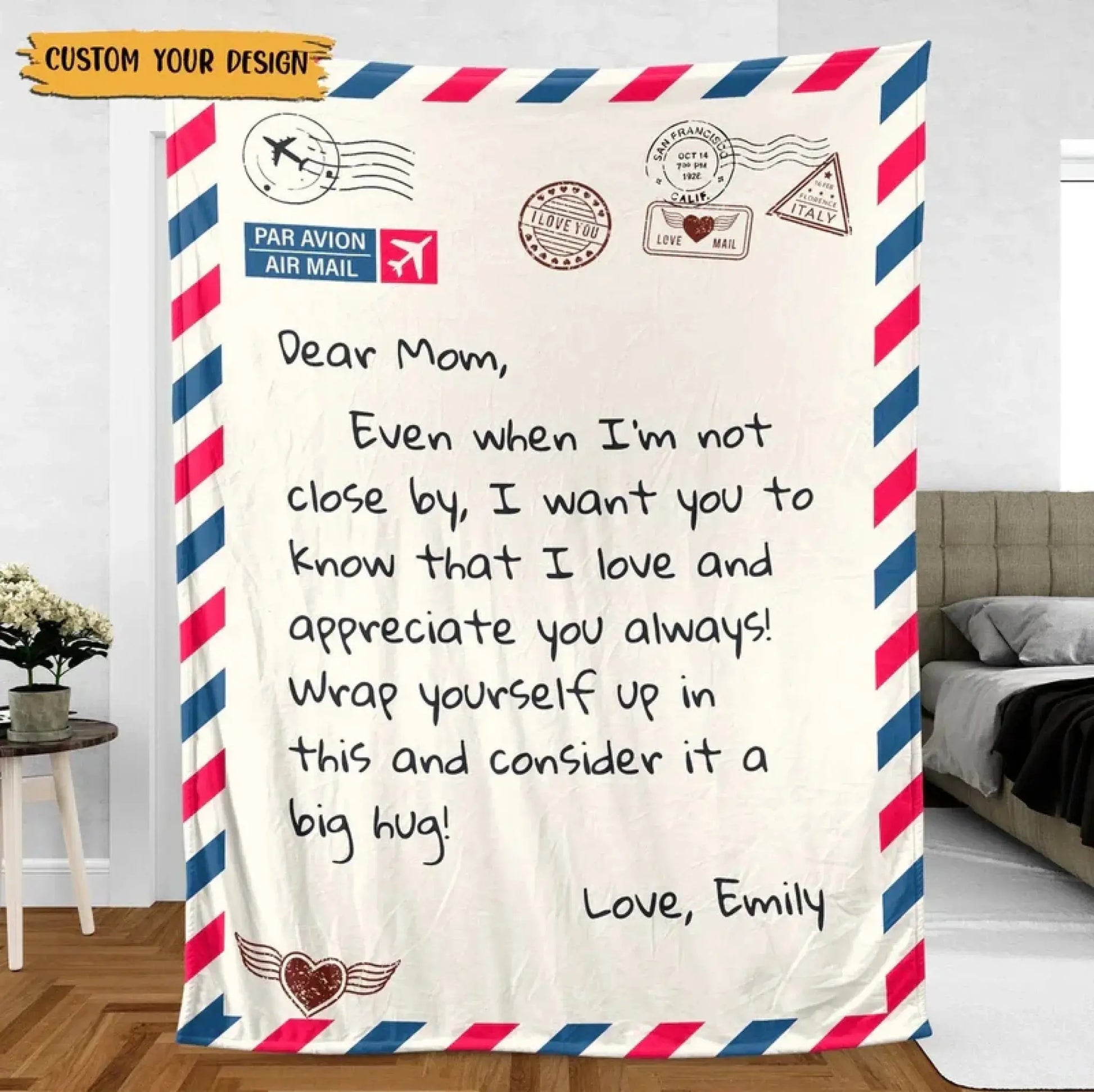 Custom Letter Blanket with Personalized Text – Gift Throw for Mom, Dad, Grandma, or Grandpa – Best Gift for Family Members  Ezcustomize