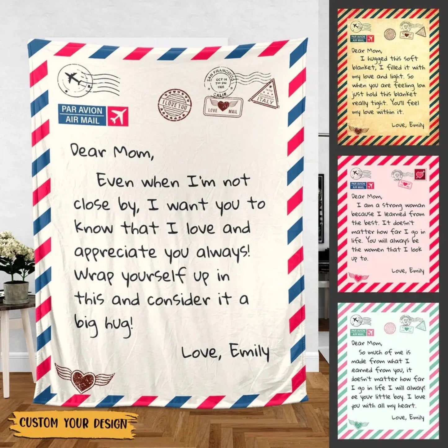 Custom Letter Blanket with Personalized Text – Gift Throw for Mom, Dad, Grandma, or Grandpa – Best Gift for Family Members  Ezcustomize