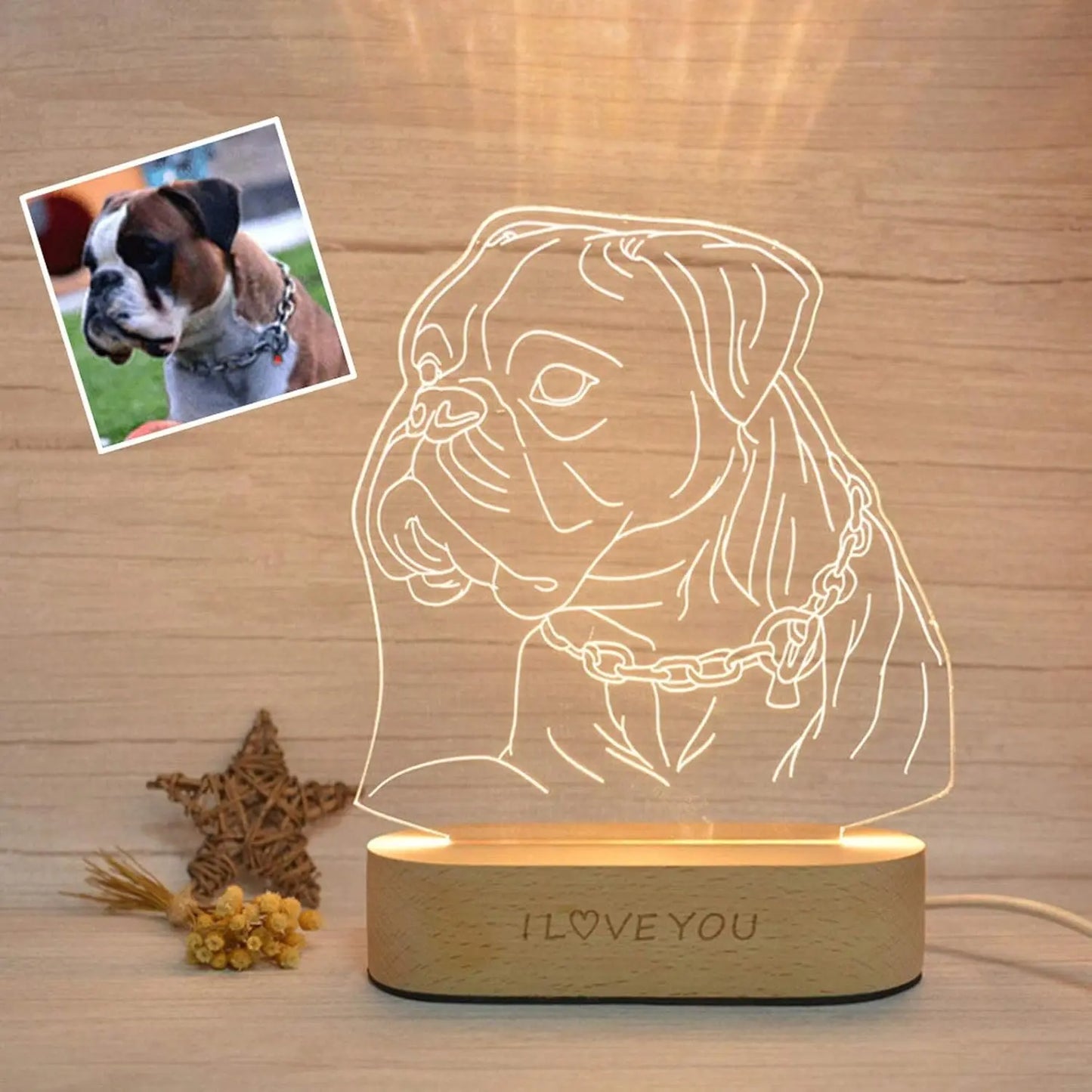 Custom Line Art Photo LED Lamp – Personalized Engraved Minimalist Couple Drawing Light with Wood Base, Romantic Gift for Anniversary or Valentine’s Day  Ezcustomize