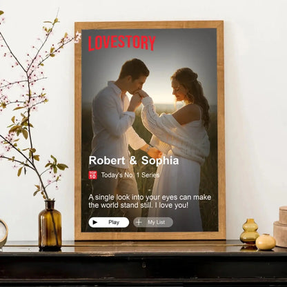 Custom Loveflix Poster – Personalized Couple Canvas Inspired by Romantic Streaming Scenes, Valentine’s Day Gift for Him or Her  Ezcustomize