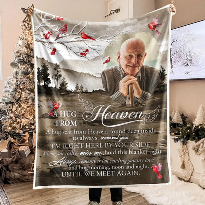 Custom Memorial Blanket – Hugs From Heaven Design with Photo – Sympathy Gift for Bereaved Families  Ezcustomize