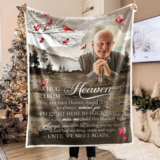Custom Memorial Blanket – Hugs From Heaven Design with Photo – Sympathy Gift for Bereaved Families  Ezcustomize