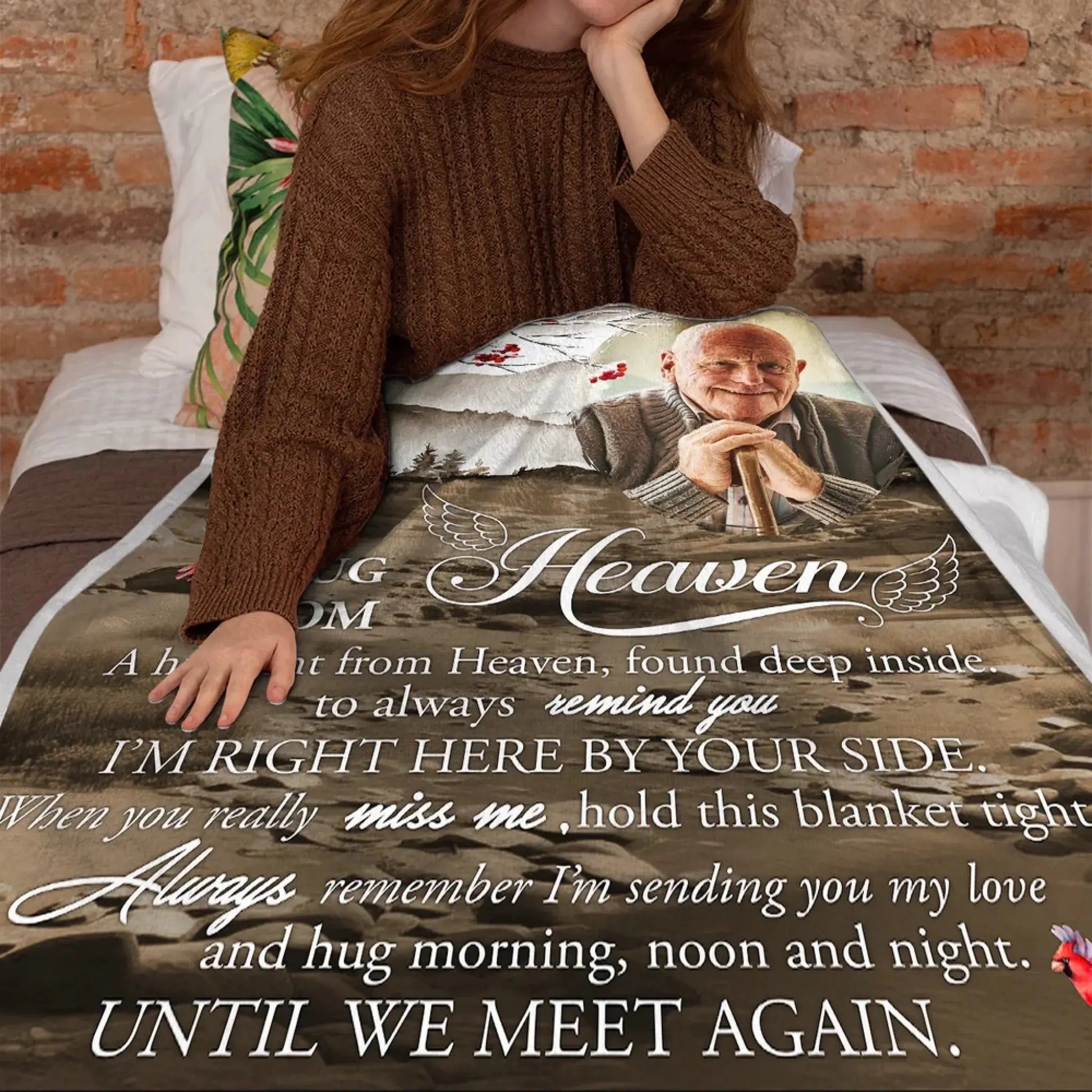 Custom Memorial Blanket – Hugs From Heaven Design with Photo – Sympathy Gift for Bereaved Families  Ezcustomize