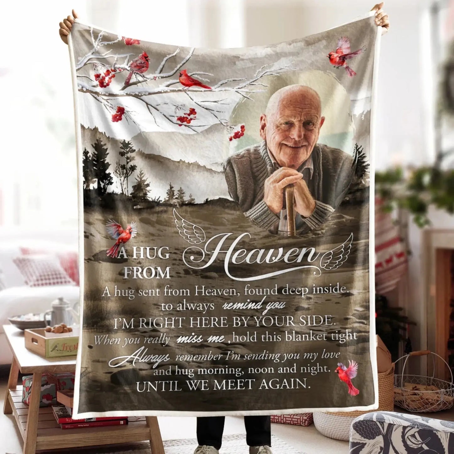 Custom Memorial Blanket – Hugs From Heaven Design with Photo – Sympathy Gift for Bereaved Families  Ezcustomize