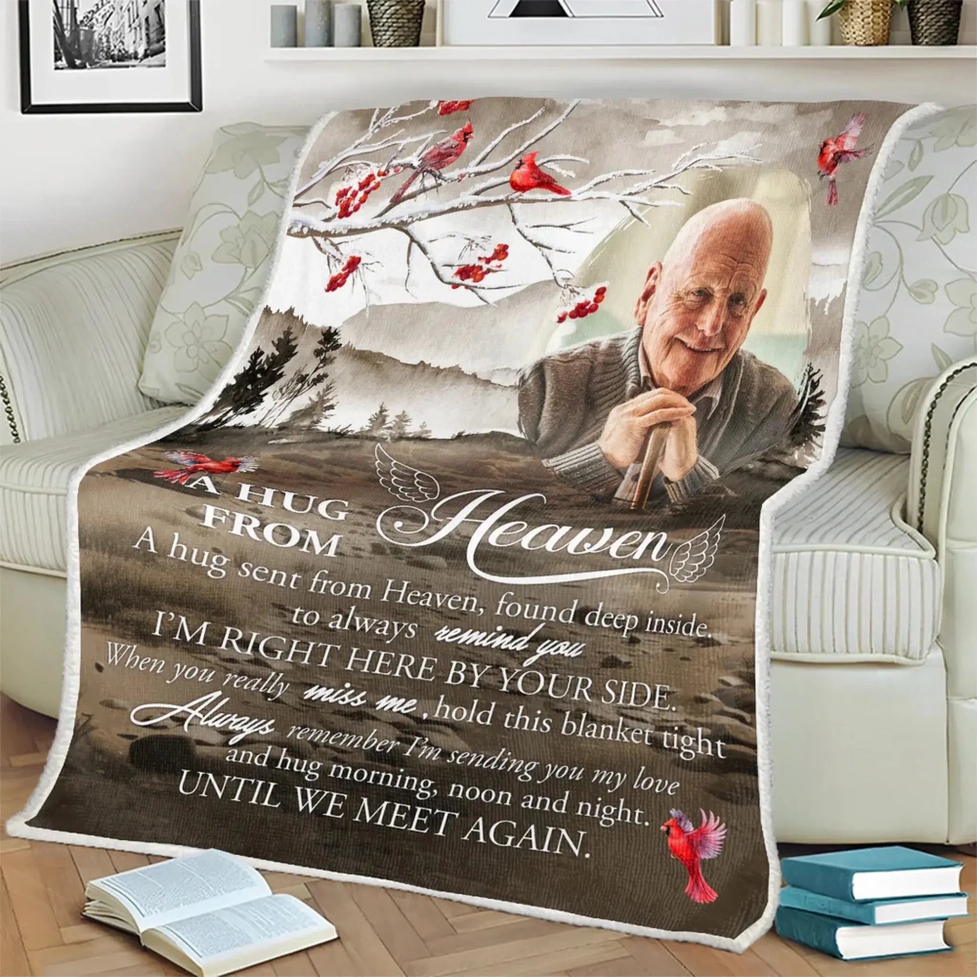 Custom Memorial Blanket – Hugs From Heaven Design with Photo – Sympathy Gift for Bereaved Families  Ezcustomize