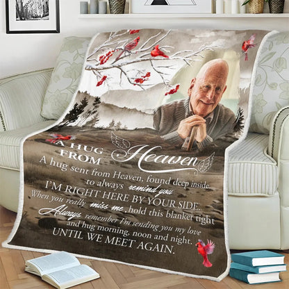 Custom Memorial Blanket – Hugs From Heaven Design with Photo – Sympathy Gift for Bereaved Families  Ezcustomize