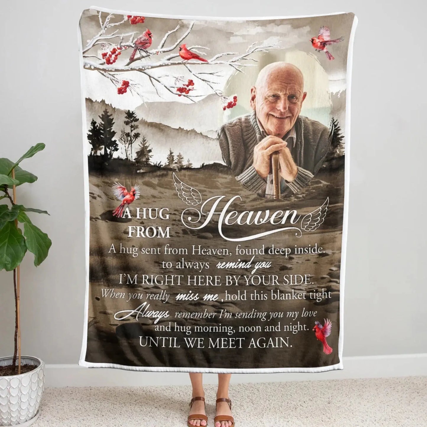 Custom Memorial Blanket – Hugs From Heaven Design with Photo – Sympathy Gift for Bereaved Families  Ezcustomize