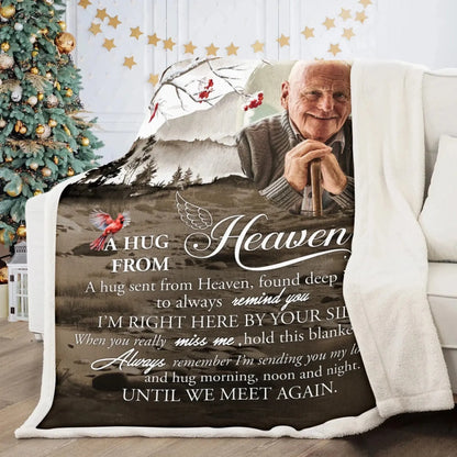 Custom Memorial Blanket – Hugs From Heaven Design with Photo – Sympathy Gift for Bereaved Families  Ezcustomize