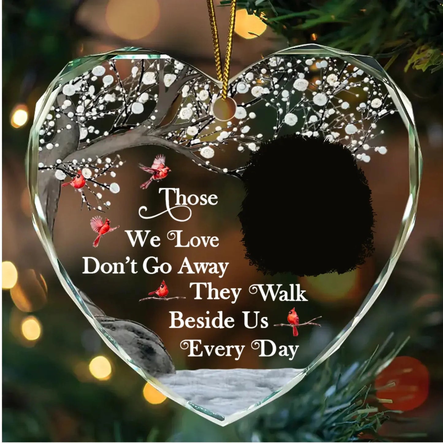 Custom Memorial Photo I'm Always With You -  Personalized Heart Shaped Glass Ornament - Memorial Gift for Loss of Loved One