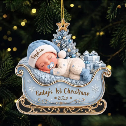 Custom Name Baby’s First Christmas Ornament -  Personalized Acrylic Ornament - Gift for Son, Daughter, Baby