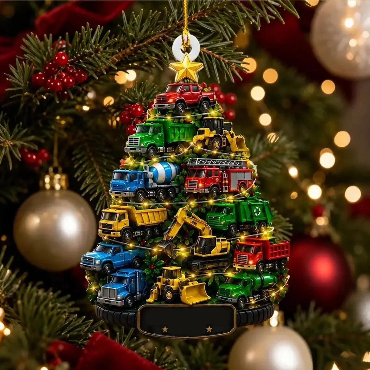 Custom Name Truck Kids Christmas Tree - Personalized Custom Shaped Acrylic Ornament - Christmas Gift For Kids, Son, Grandson