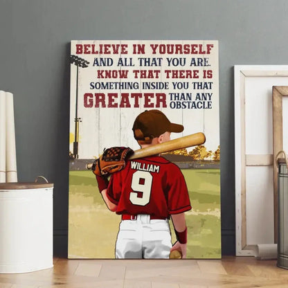 Custom Name, Number & Appearance Baseball Wallart - Personalized Baseball Poster/Canvas - Baseball Gifts For Son/Grandson  Ezcustomize