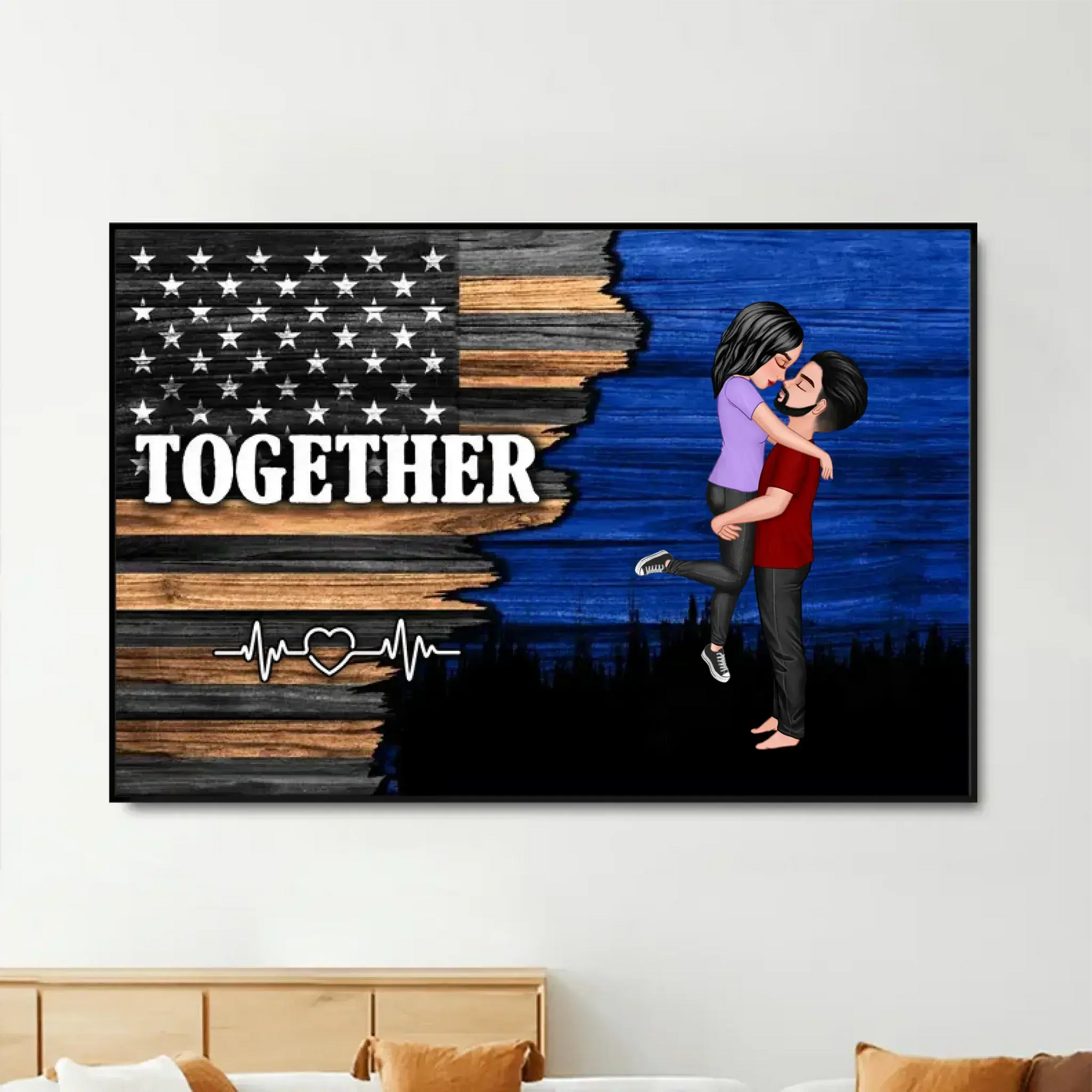 Custom Nation Flag Poster – Personalized Couple Canvas Gift for Him or Her, Patriotic Love Wall Art  Ezcustomize