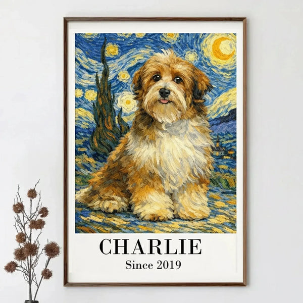 Custom Pet Van Gogh Portrait – Personalized Dog & Cat Photo Poster or Canvas, Pet Lover Gift, Memorial Pet Wall Art