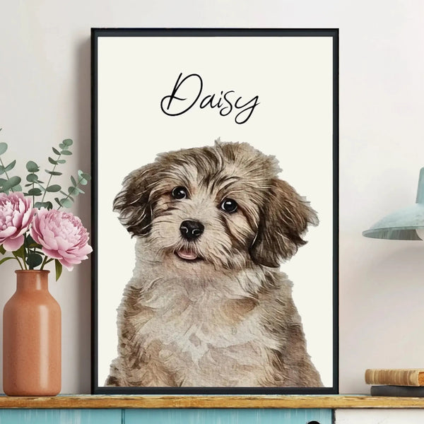Custom Pet Watercolor Oil Painting Portrait – Personalized Dog & Cat Photo Poster or Canvas, Memorial Pet Art Gift