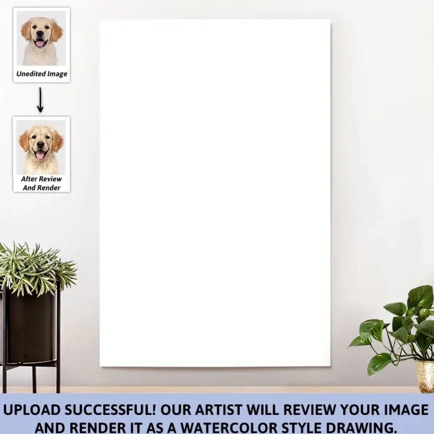 Custom Pet Watercolor Oil Painting Portrait – Personalized Dog & Cat Photo Poster or Canvas, Memorial Pet Art Gift  Ezcustomize