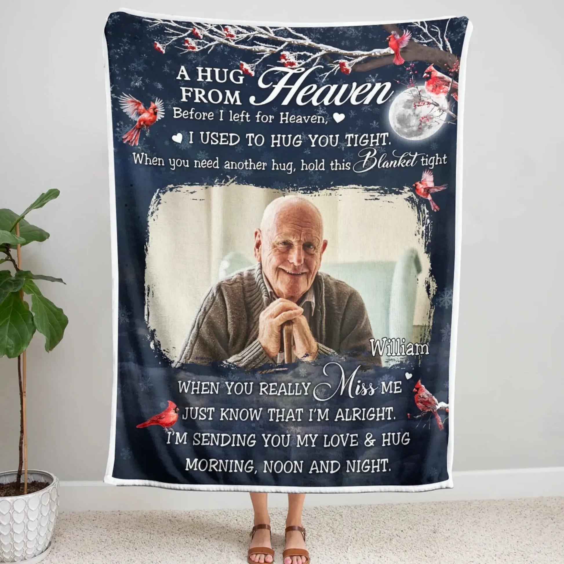 Custom Photo A Hug From Heaven Memorial - Personalized Photo Blanket - Gifts For Memorial, Gift For Loss, Mourning Gift  Ezcustomize