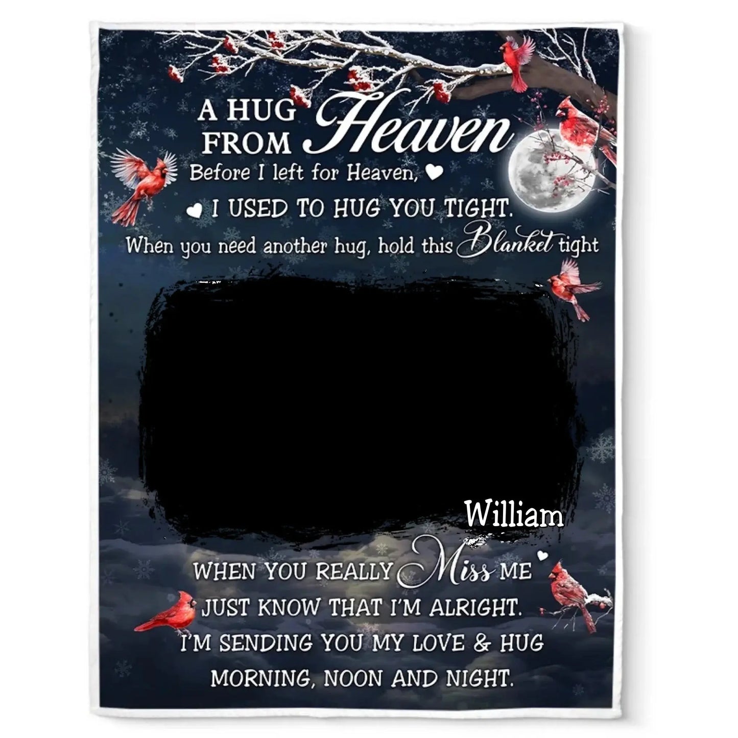 Custom Photo A Hug From Heaven Memorial - Personalized Photo Blanket - Gifts For Memorial, Gift For Loss, Mourning Gift  Ezcustomize